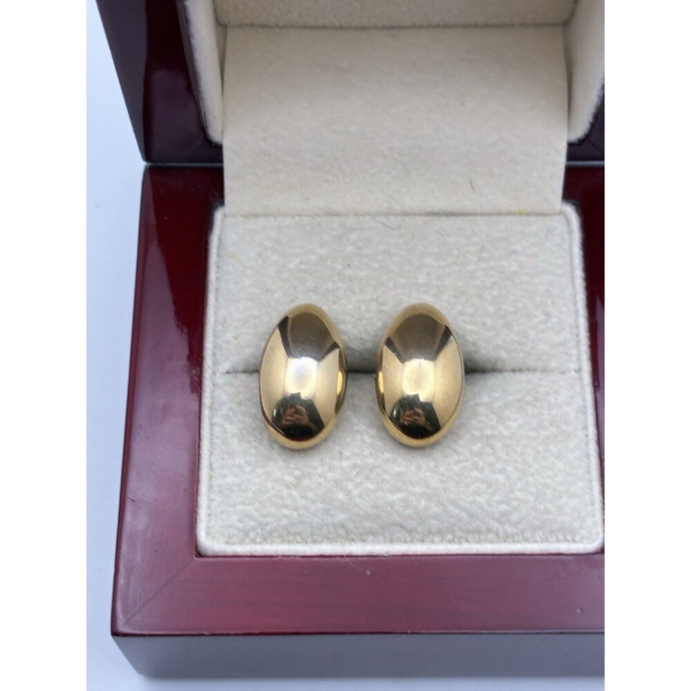 Avon Gold Tone Teardrop Stud Pierced Earrings Signed Huggie Classic VTG - Picture 2 of 9